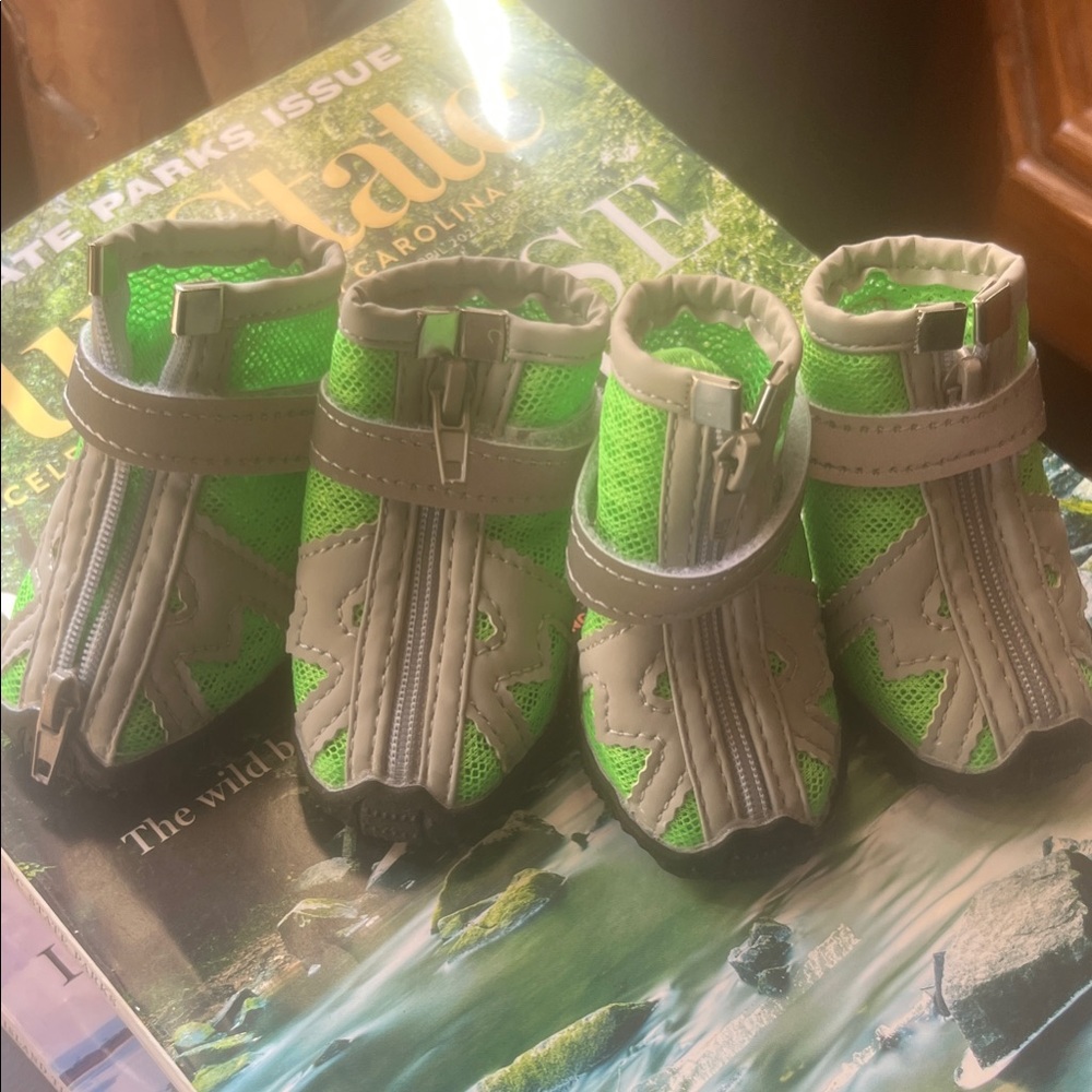 Green and Gray Dog Boots